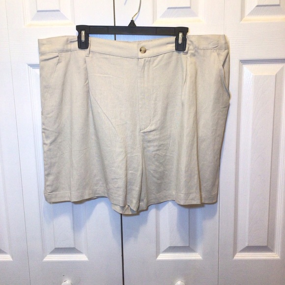 Time And Tru Plus Size Womens Beige Linen Blend Pleated 5” Shorts Size XXXL (22) - Picture 8 of 11
